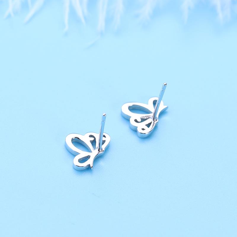 Butterfly Earrings for Women  Plain Silver Hollow, Small Exquisite and Versatile Earrings Simple  Fashionable and Temperamental Earrings