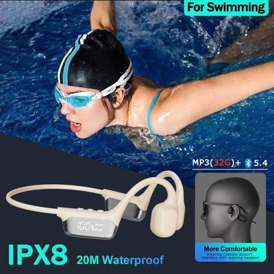 Słuchawki z przewodnictwem kostnym Bluetooth 5.4 Bezprzewodowe słuchawki IPX8 Wodoodporne do pływania Sport Obsługa odtwarzacza MP3 z 32 GB RAM