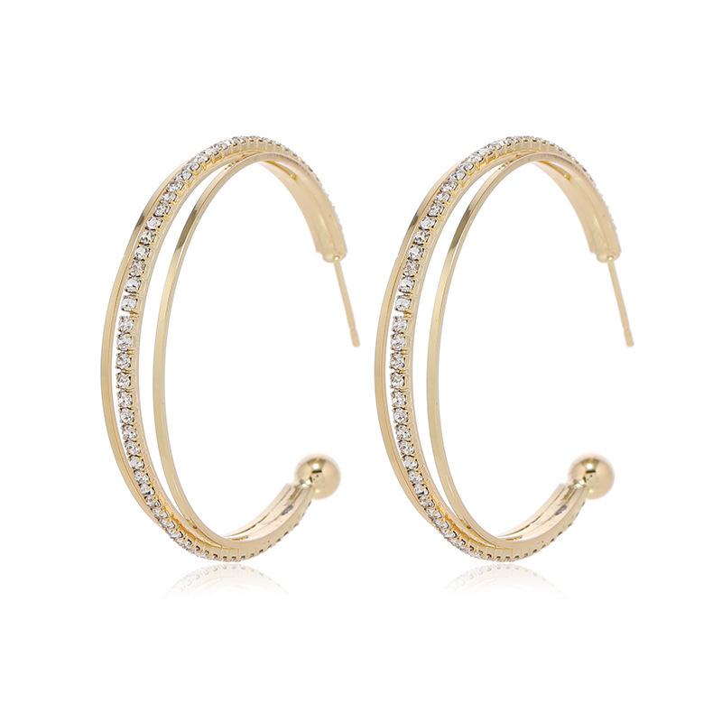 111 silver needle multi-layer circle earrings temperament earrings light luxury high sense personality exaggerated round earrings