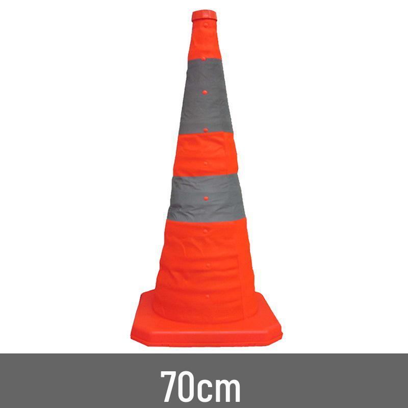 Car with Retractable Traffic Cones: Folding, Reflective, Triangular, and Portable Emergency Parking Warning Indicators