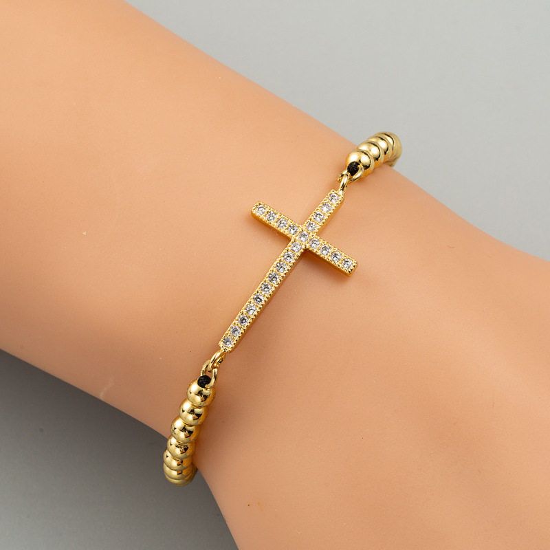 Fashion Cross-Border Sold Jewelry Creative Cross-Shaped Bracelet Female Micro Inlaid Zircon Bracelet Turtle Mama Bracelet Bracelet 3.66 cm Cross