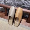Fashion Genuine Leather Women's Slippers 2025 Summer Outside Wear Flat Bootomed New Casual Soft Muller Bag Head Half Slippers