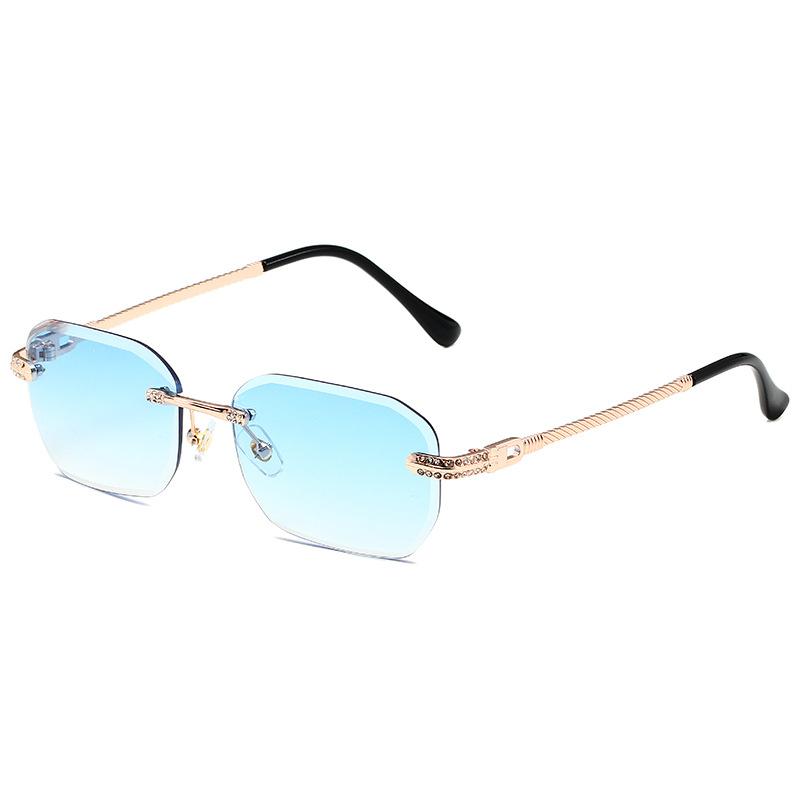 Women's fashion cut edge diamond rimless sunglasses Men's classic fashion brand driving glasses Trendy street wear accessories