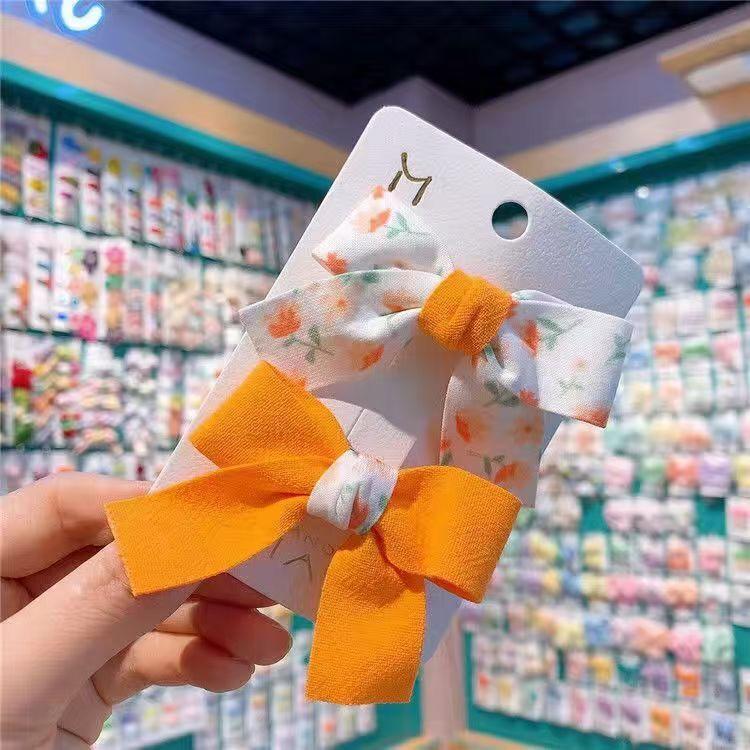 Children'S Bow Clip Spring Floral Hairpin Sweet Girl Princess Hair Accessories Baby Side Bangs Clip