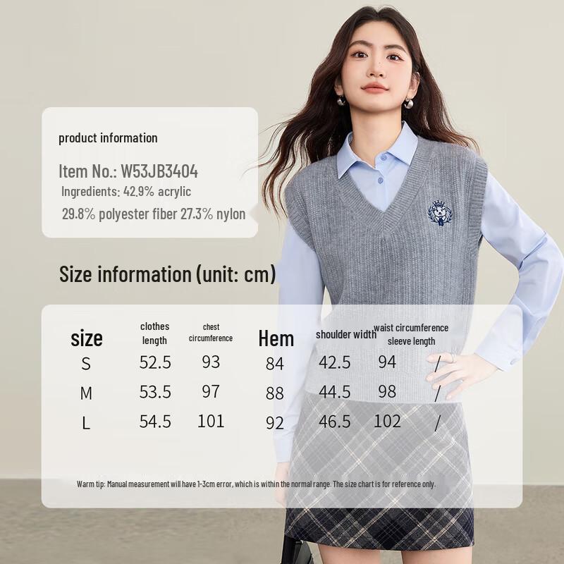 Dámská pletená vesta v kolejním stylu s barevnými bloky a výstřihem do V