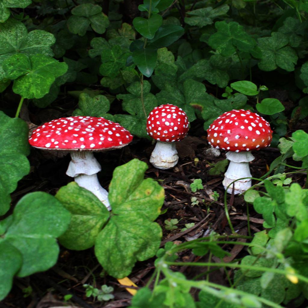 3pcs Luminous Mushroom Garden Stakes Yard Signs Outdoor Silhouette Potted Plant Ornaments for Fairy Garden Lawn Decor