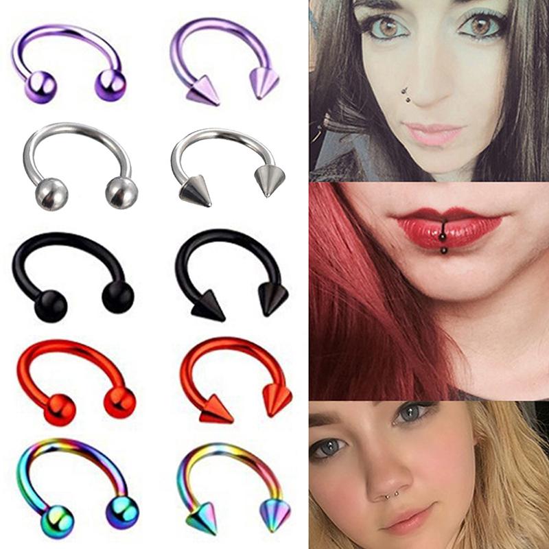 Stainless Steel Cone Spike Horseshoe Circular Septum Nose Ring Nipple Hoops Nose Septum Eyebrow Ear Piercing Body Jewelry