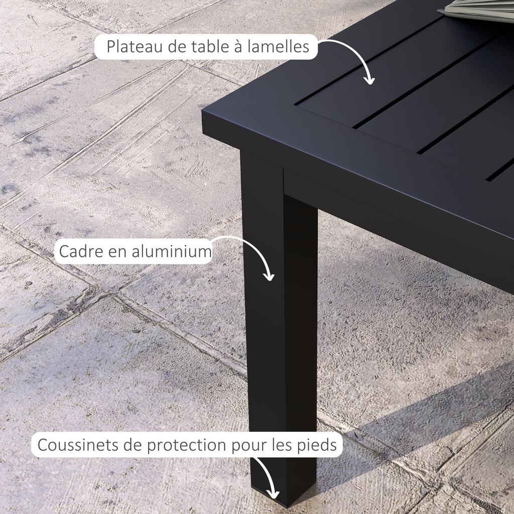 100cm x 60cm Aluminium Outdoor Kaffeetisch - Schwarz