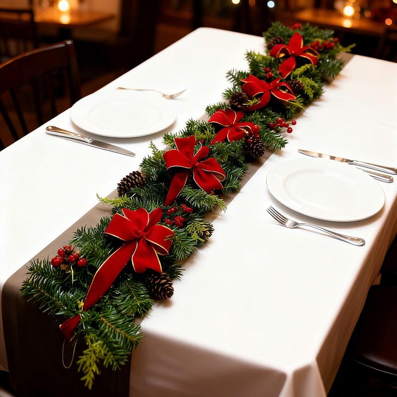 1.5m 1.8m Christmas Velvet Ribbon Wreath Garland Front Door Stair Railing Table Decor US Style Festive Home Decoration