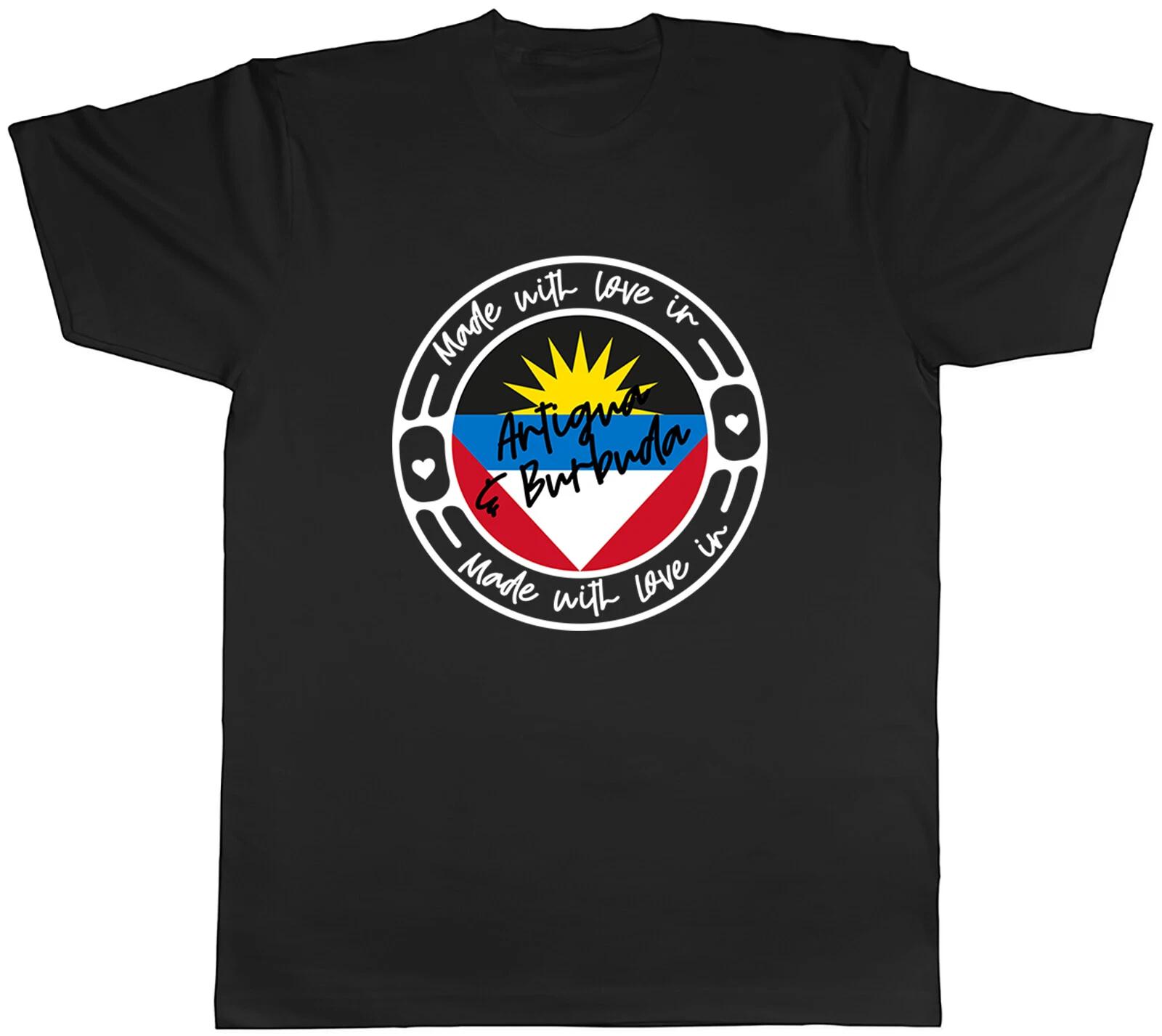 Made With Love In Antigua & Barbuda Mens Unisex T-Shirt Tee L