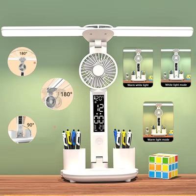 3200mAh Desk Lamp Multifunction Lantern LED Lamp Dual Light Foldable Reading Lights USB Charge With Temperature Fan Lamp