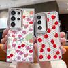 Cherry Fruits Print Case For Samsung S26 S25 Ultra S24 S23 S22 S21 FE A15 A35 A55 A16 A26 A36 A56 A17 A37 A57 5G Plating Lens Clear Soft Cover