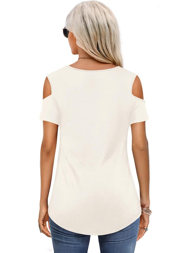 Women's 2023 Fashion Off-the-Shoulder Short Sleeve T-shirt