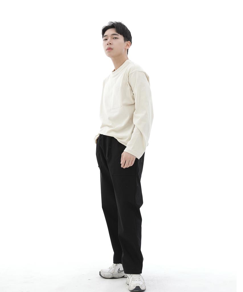 Seinteukeulu Wide Ankle Drop Fatigue Pants Waf-319 Black
