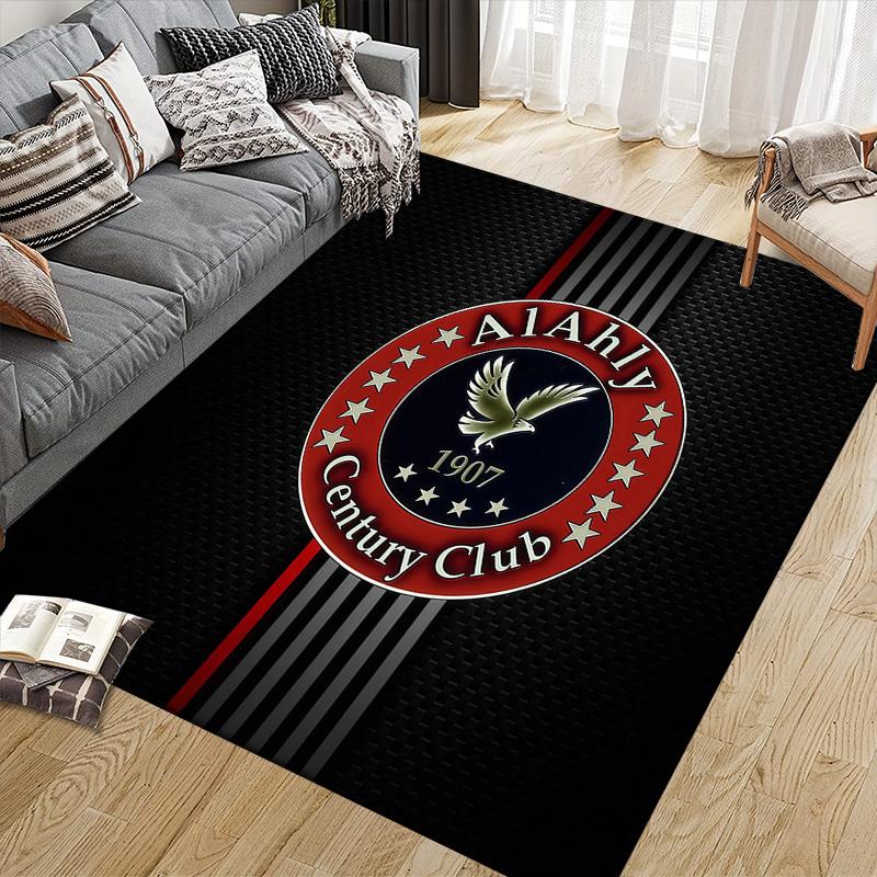 Al Ahly Sporting Club2 Flannel Pattern Square Carpet,Area Rug,Carpet Rug for Living Room Bedroom Sofa Playroom Decor,Non-slip Floor Mat