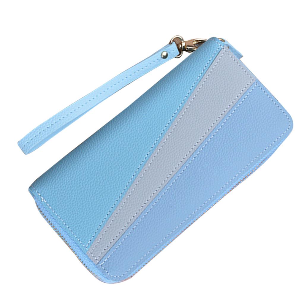 Long Wallet Purse Wallet PU 2 Way Zipper 2 Compartments Large Capacity Color Collision Hand Purse for Women Adults