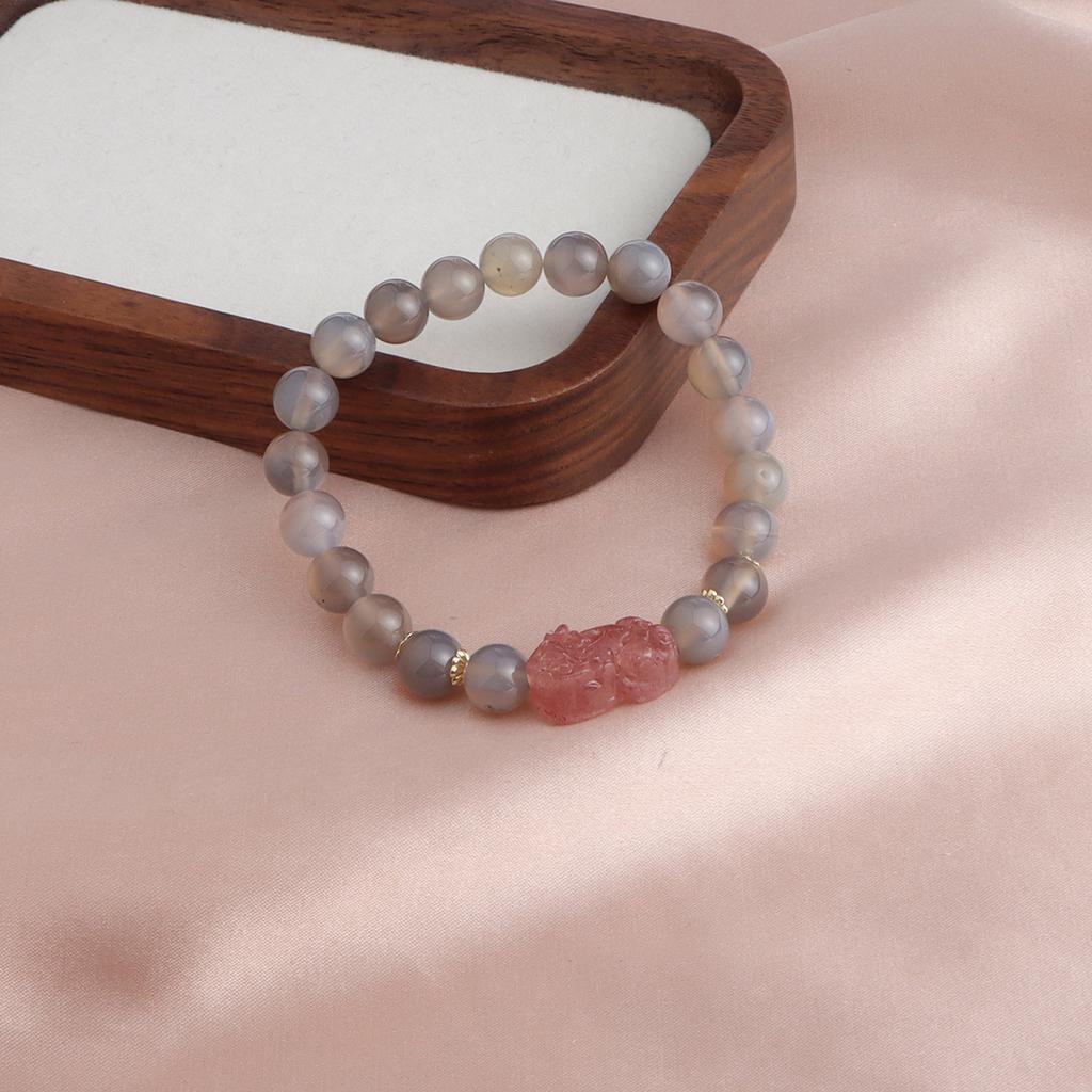 Douyin Live Bransoletka z Kryształem Truskawkowym Kamieniem Księżycowym Styl Chiński Pixiu Kryształowa Bransoletka Prezent dla Dziewczyny Bransoletka