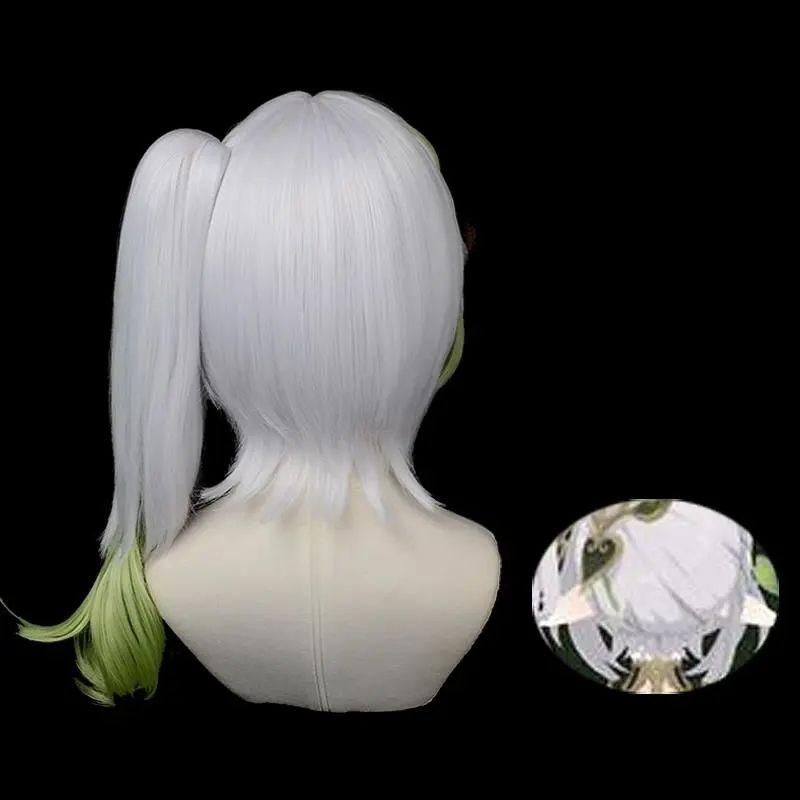 Cosplay Accessory - Shumi Grass Wig - Silver-white with Gradient To Light Green Ponytail Cosplay Wig
