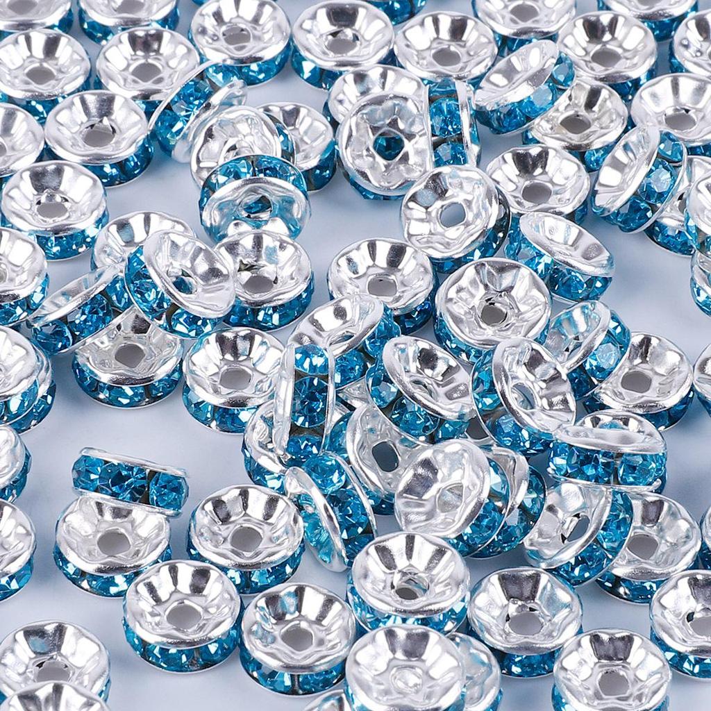50 Pcs Electroplated Colorful Diamond Spacer Beads for DIY Jewelry, Iron Material