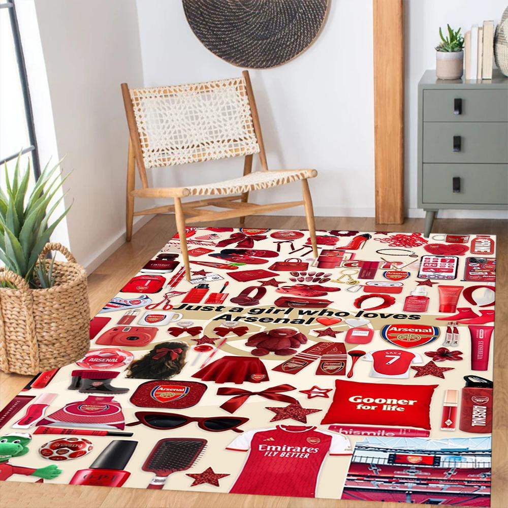 Arsenal Personalized Text Floor Rug Office Rug Perfect for Study room Dormitory Bedrooms Living Rooms Anti-slip Rug Office home decor