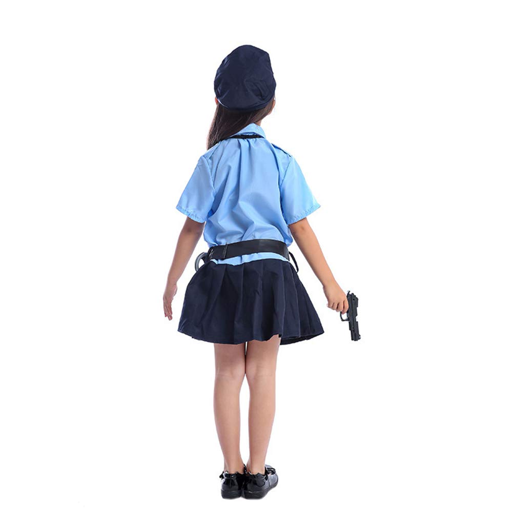 Suerba Kids Police Halloween Police Costume Costume, 5-Piece Set, Girls' (Small)