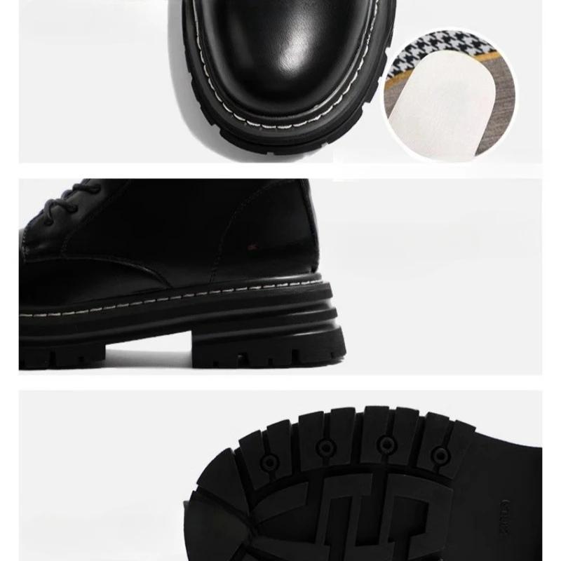 Fashion Genuine Leather Boots for Women Motorcycle Boots Women Thick Bottom Stitching Short Boot Classic Simple Style Women Ankle Boots