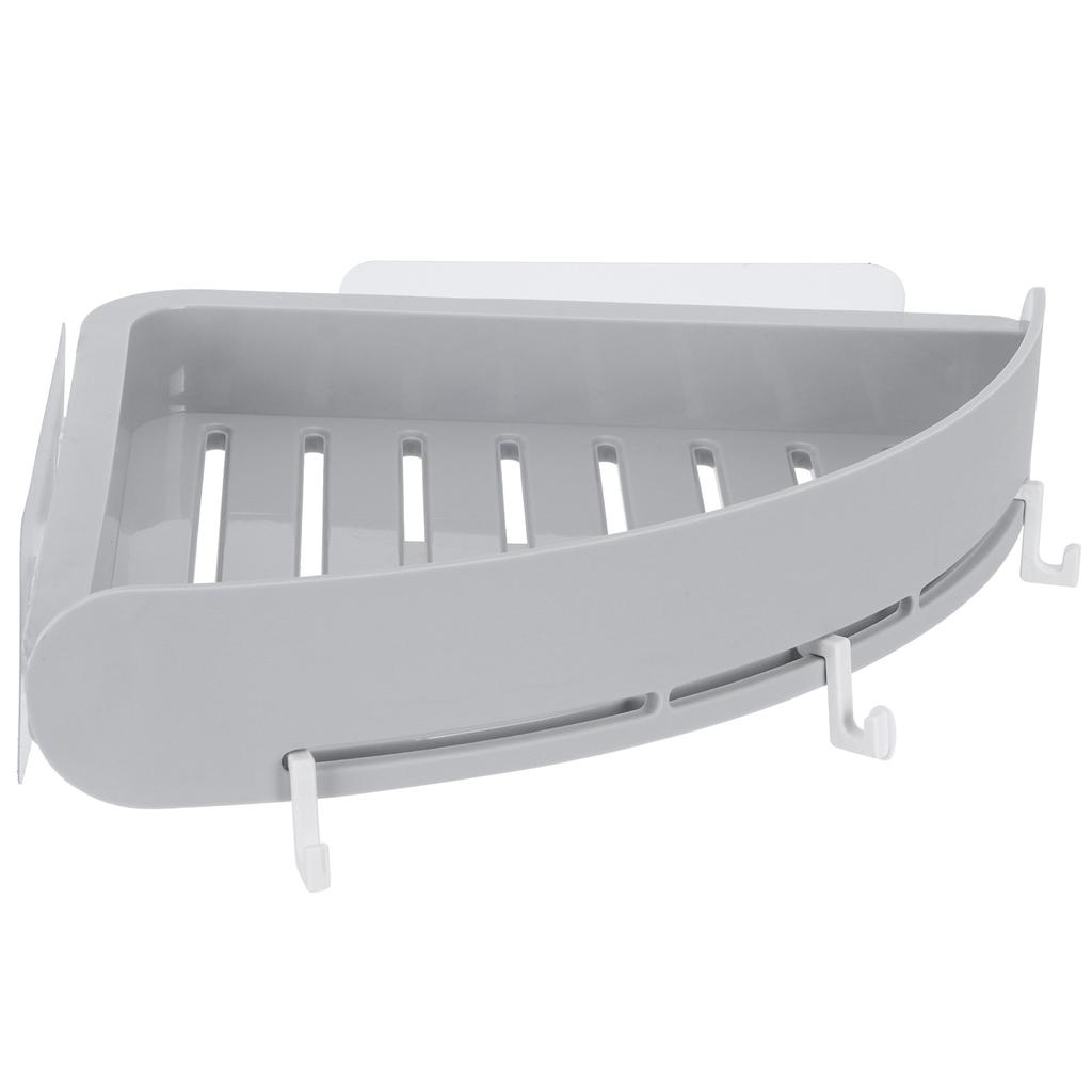 Bathroom Shelf Organizer No Punching Corner Shelf Shampoo Holder Storage Rack with Hook(Gray )