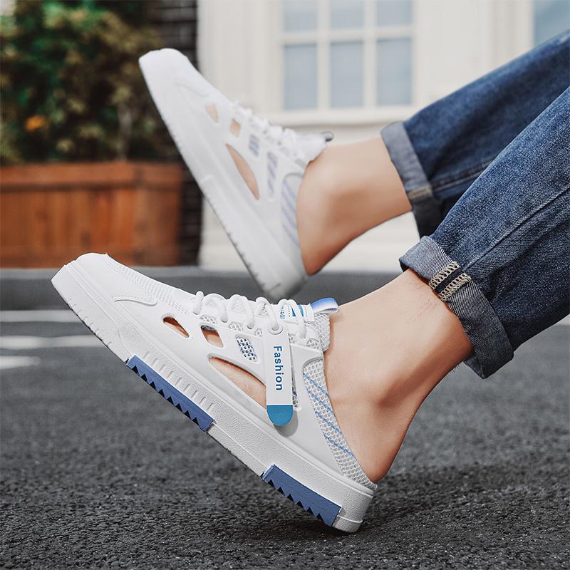 New Summer Men's Breathable Anti Slip Odor Proof Mesh Shoes with Versatile Casual Cooldown  Low Cut Soft Soled Sports Sandals