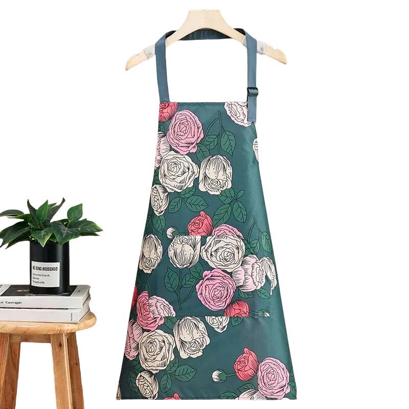 Qianxing Floral Adjustable Princess Apron with Hand Wipe Strap