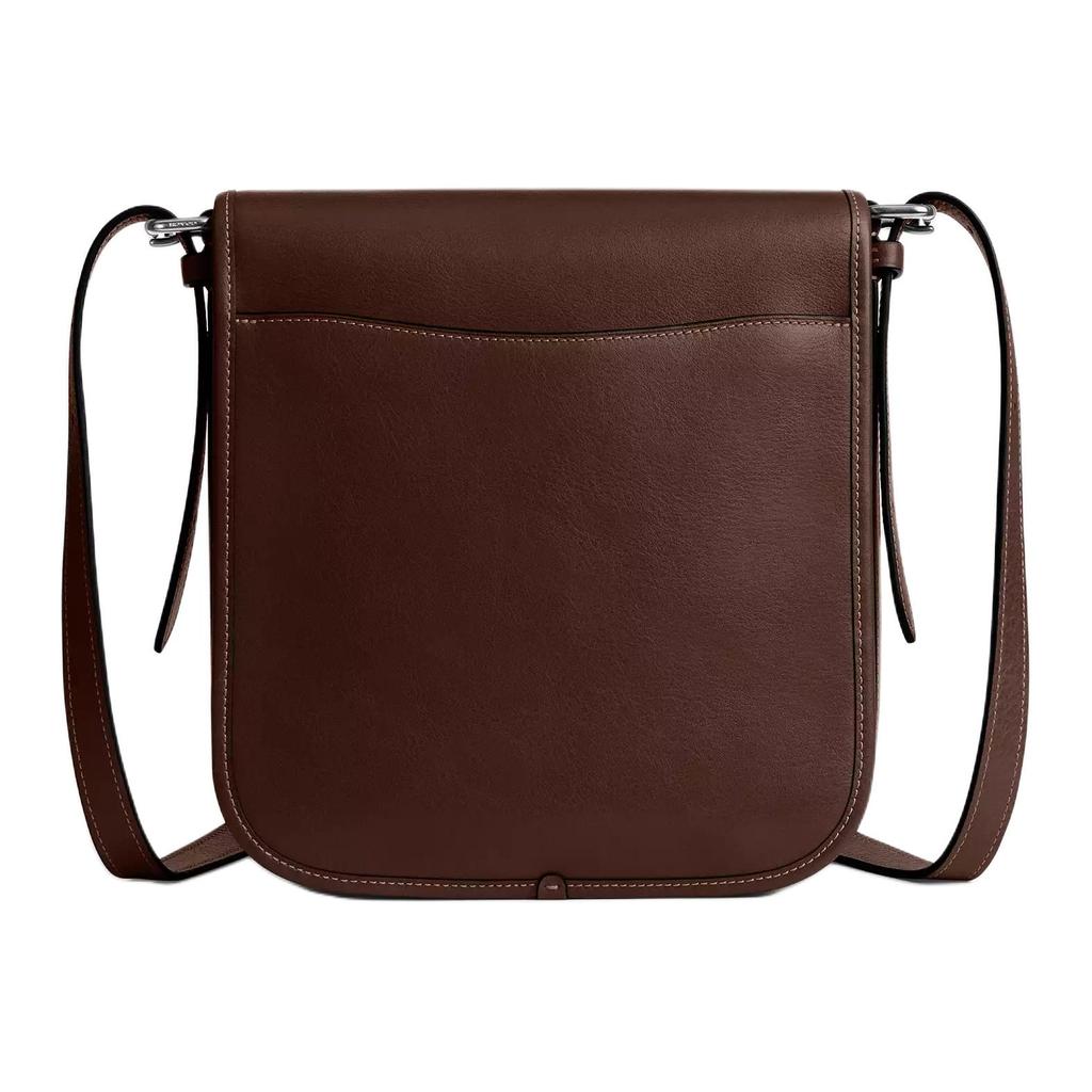Coach Hitch 23 Magnetic Snap Pocket Natural Grain Leather Shoulder Crossbody Bag Medium Men Bags Dark-Brown CV979-MPL