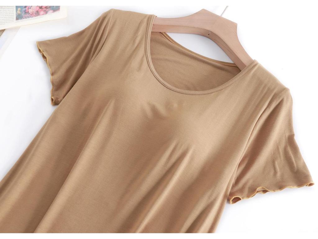 Women's Modal Nightgown with Ruffled Sleeves - Lightweight Pajamas or Casual Home Wear Dress