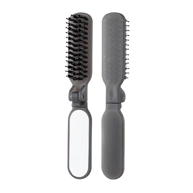 1Pc Foldable Bristle Portable Comb Ladies Special Simple Fashion Comb Mirror One Folding Small Comb Styling Tools Accessories серый