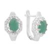 Silver Earrings with Natural Emerald, Cubic Zirconia (2187752)