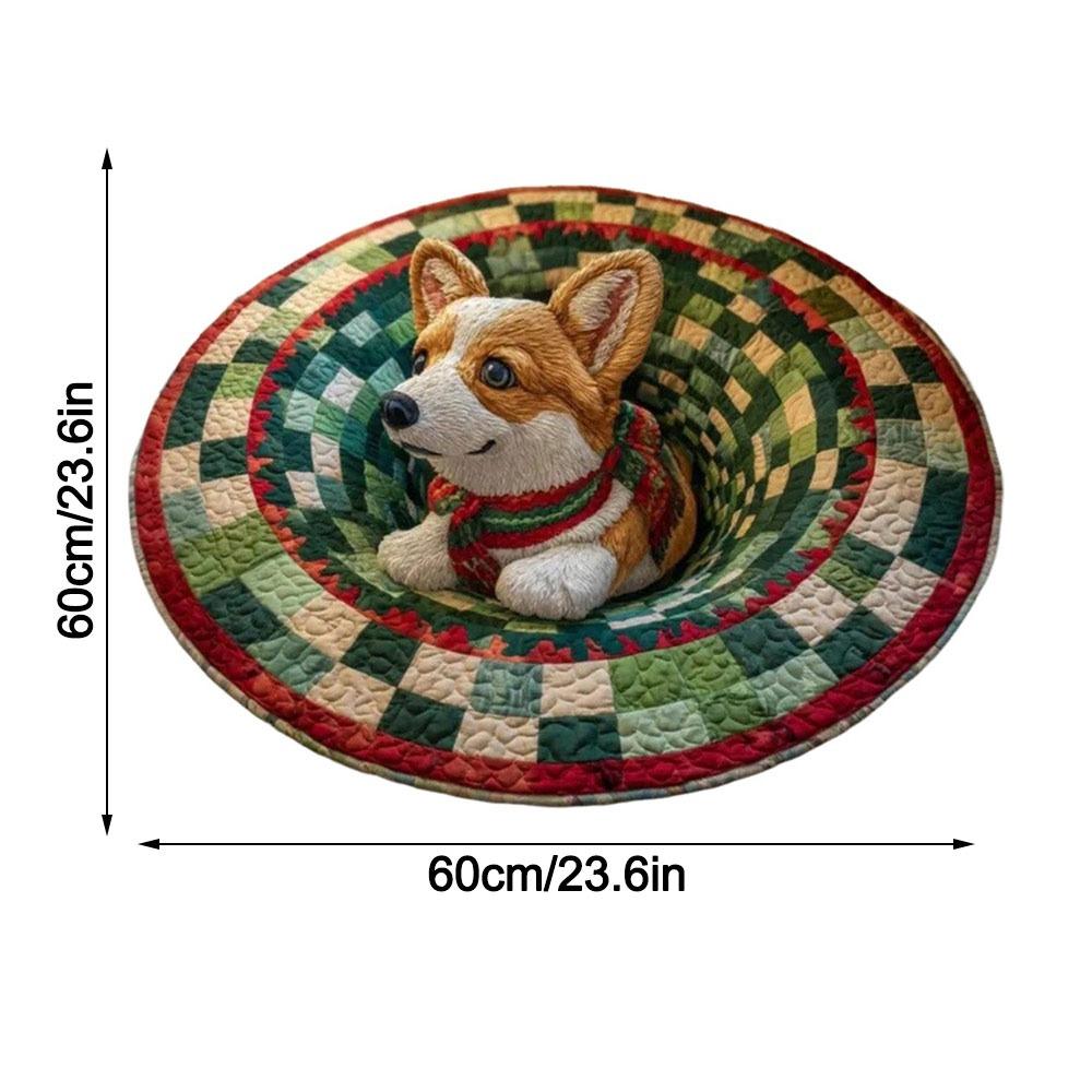 Crystal Velvet Christmas Round Carpet Red 3D Special-shaped Christmas Tree Base Mat Atmosphere Decoration Anti-Slip