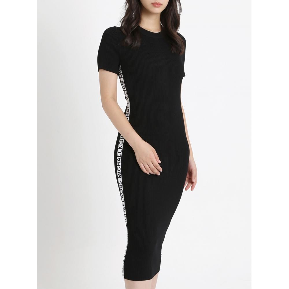 

ПЛАТЬЕ MICHAEL KORS LOGO TAPE КРУГЛЫЙ ВЫРЕЗ SS JS381NQ5ZV1 ЧЕРНОЕ