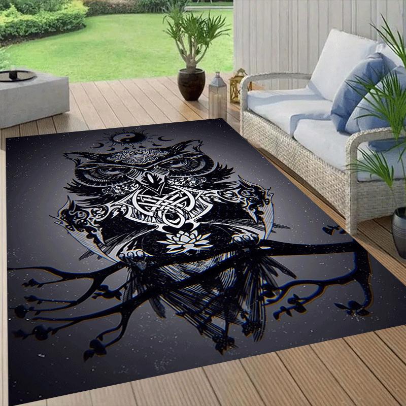 1pc Mysterious Owl Print, Design Indoor Area Rug - Soft, Anti-Slip, and Durable Gaming Room Decor for Bedroom, Living Room