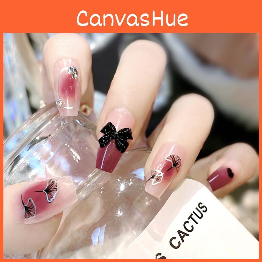 Butterfly Bow Nail Sticker Wearable Nail Blush Fake Nail Finished Nail Sticker A21 Gel Jelly Double-sided Style