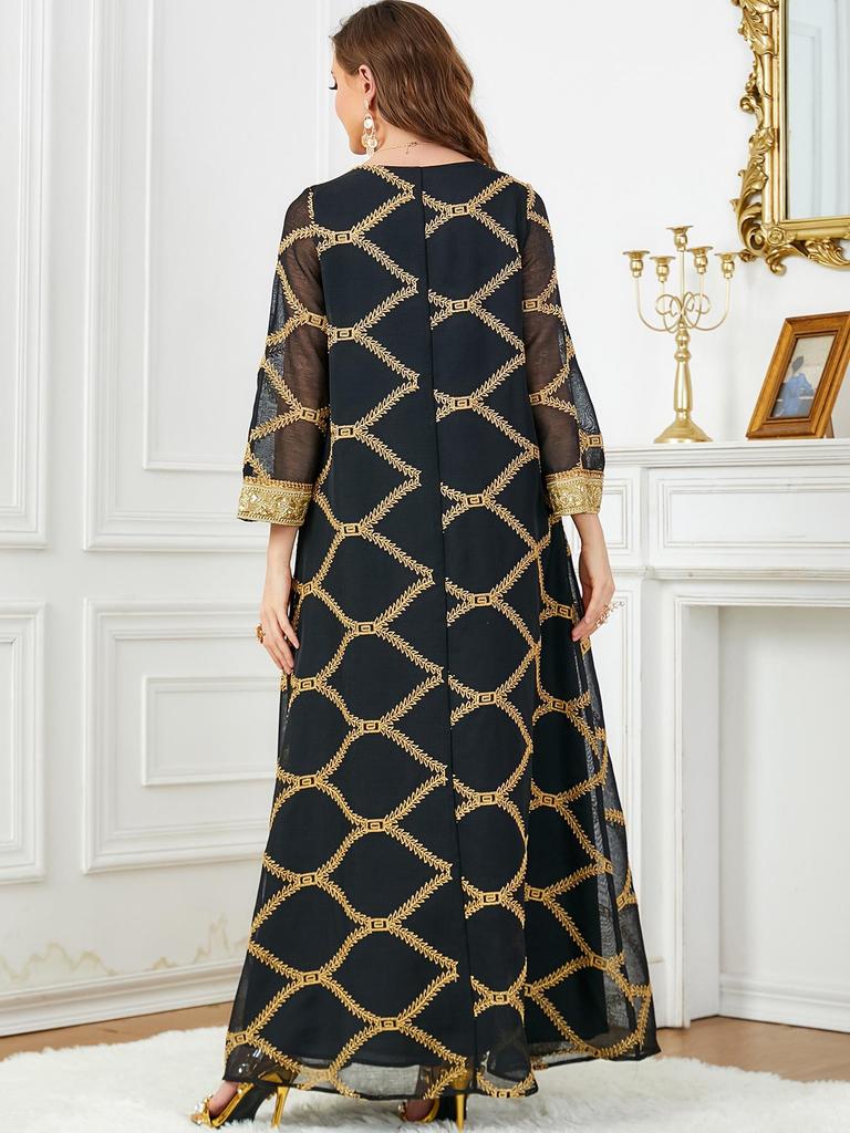 Dubai Women's Long-Sleeved Fashion Robe Dress