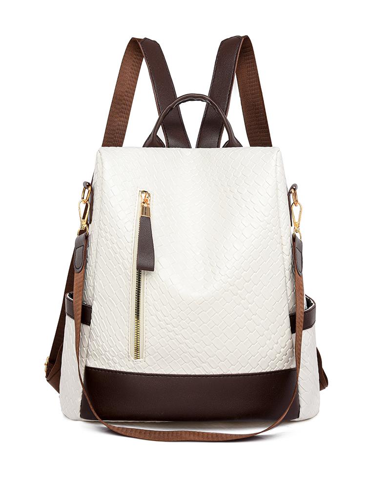 Мягкий кожаный тканый рюкзак Женский противоугонный рюкзак большой вместимости коричневый — фото 22