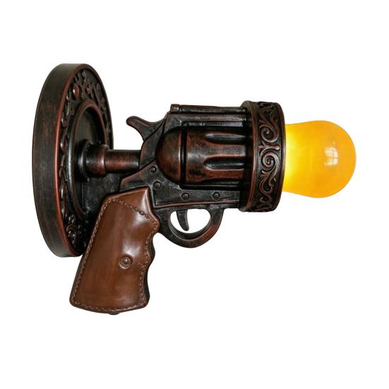 Vintage Wall Sconce Light, Resin Pistol Shaped Statue Night Light, Decorative Indoor Wall Mount Lamp for Bedroom Bedside Living Room Hallway,