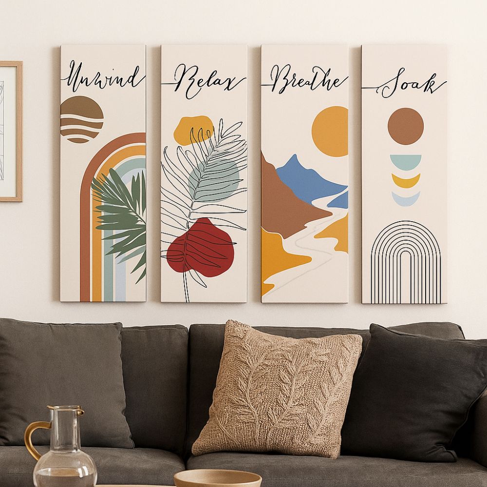 Inspirational Quotes Bohemian Abstract Hanging Sign Wall-mounting Artistic Plant Leaf Pendant Handmade Decorative Panel