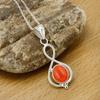 Přívěsek z karneolu-Náhrdelník s drahokamem z pravého karneolu-Přívěsek ze sterlingového stříbra 925