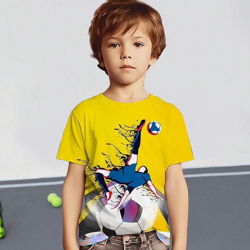 Boys 3D Graphic Football T Shirt Tee Short Sleeve 3D Print Summer Spring Active Sports Fashion Polyester