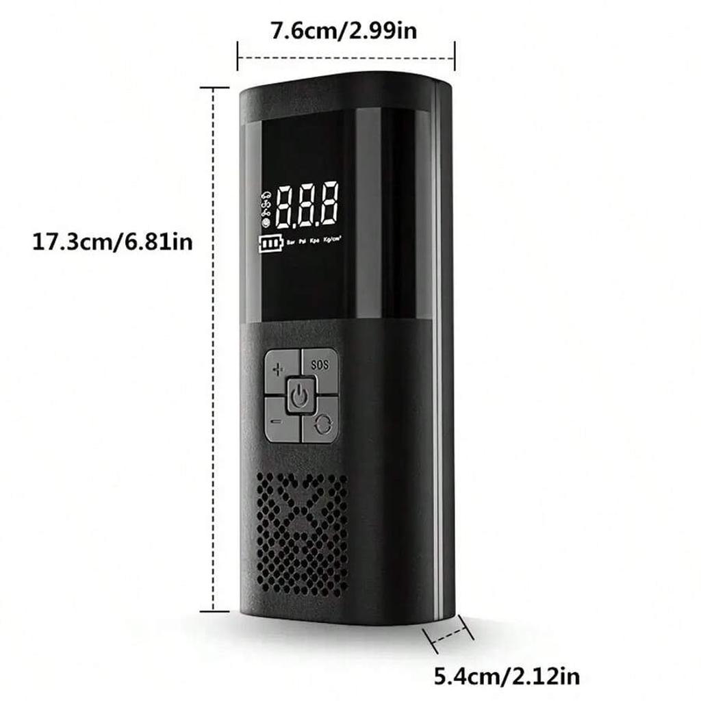 Portable wired car electric air pump, corded digital tire inflator with LED light - max 150 PSI, Quickly inflates vehicle tires!