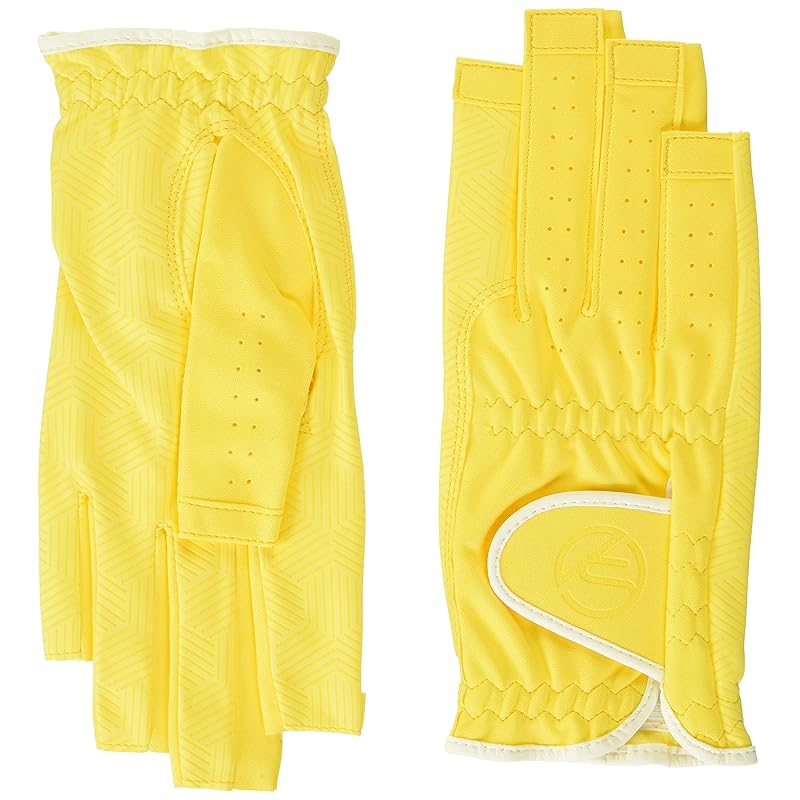 Kasco Palette Golf Gloves for Women, Double Hands, Fingertip Cut, SF-2030L, Yellow, Medium