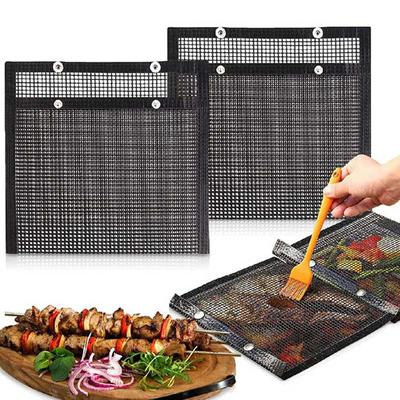 Reusable Non-stick BBQ Mesh BBQ Bag with Silicone Brush and Food Tongs for Outdoor BBQ Mesh BBQ Bag