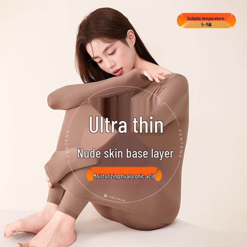 Fenteng Women's Seamless Ultra-Thin Thermal Underwear Set