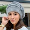 1Pcs Thickened Beret Warm Knitted Wool Hat Autumn Winter Mom Hat Diy Accessories Women'S Winter Flower Hat