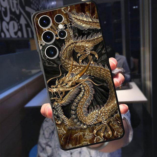 

Черный мягкий чехол для телефона Samsung Galaxy S10e S8 S7 S21 S10 S9 S23 Ultra 5g S22 Plus S20 Fe, модный чехол с китайским тигром и драконом Samsung S23 5G