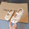 Bow girls leather shoes 2025 spring and autumn new princess shoes little girl rhinestone single shoes soft sole non-slip beanie shoes